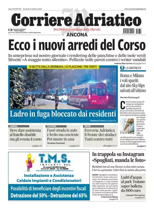 Prima-pagina-corriere adriatico-edizione-di-oggi-31-10-2024